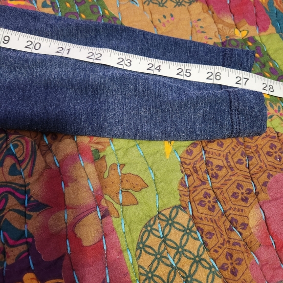 Denim blue embroidered seed bead design long sleeve tshirt - Picture 9 of 10